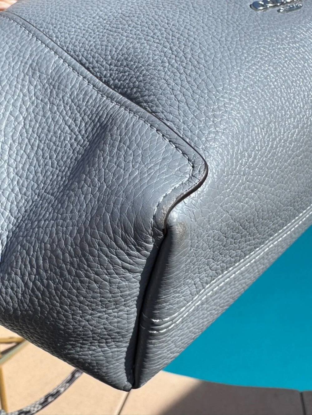 Coach Kacey Satchel grey pebble leather snake-embossed handle and strap EUC - Picture 8 of 17